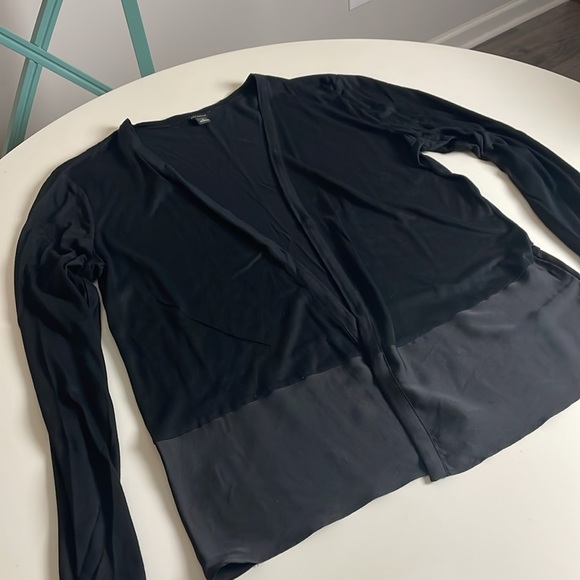 Ann Taylor Black Open Long Sleeve Block Hem Cardigan- Medium - Picture 3 of 11
